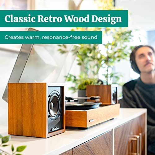 Electrohome bookshelf speakers on a desk
