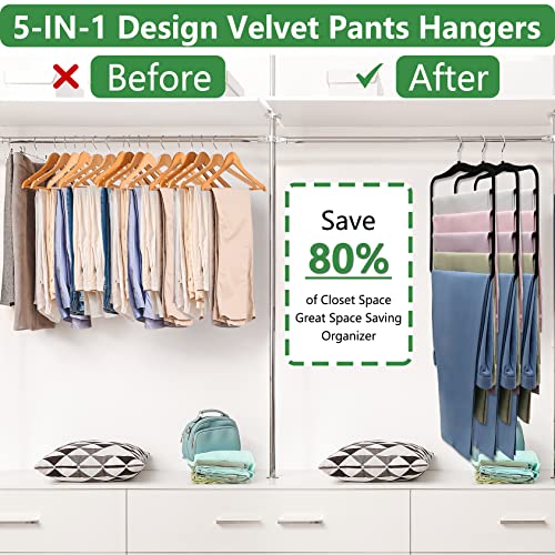 Close up of 5-tier velvet pants hanger