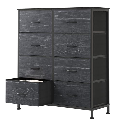 Sweetcrispy 8 drawer black wood dresser full view