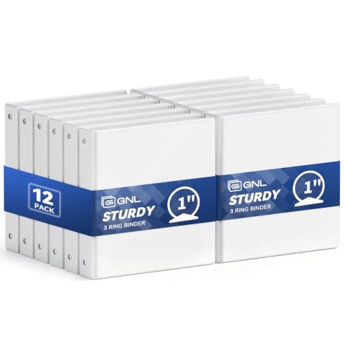 GNL 1 inch white 3 ring binder 12 pack set