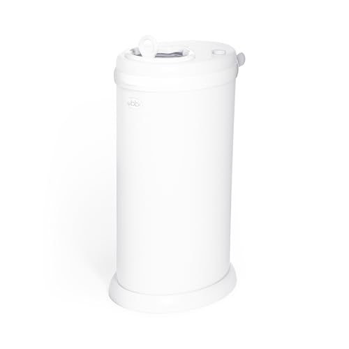 Ubbi Stainless Steel Diaper Pail White front view