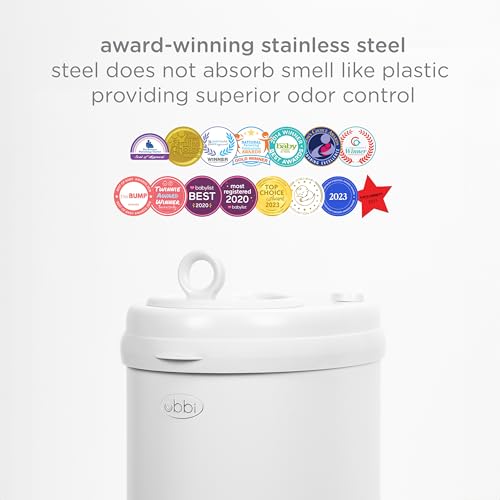 Ubbi Stainless Steel Diaper Pail white powder-coated finish