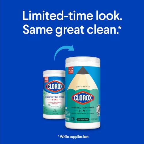 Front label of Clorox Fresh Scent disinfecting wipes