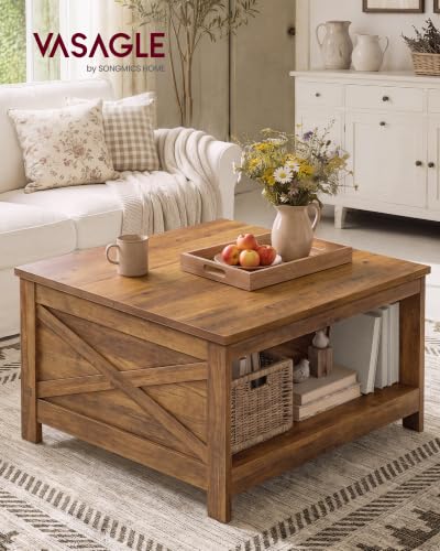 Hidden storage compartment open under the table top