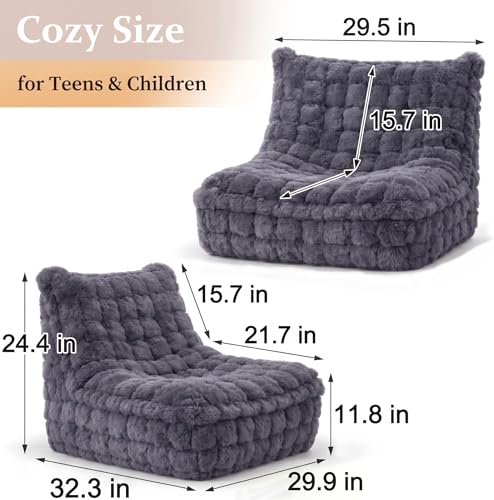 Dark grey faux fur bean bag texture