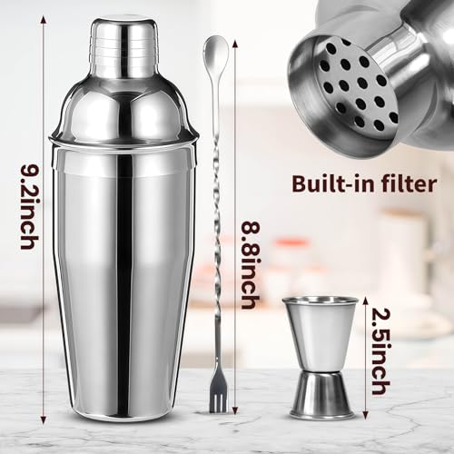 Stainless steel martini shaker and jigger
