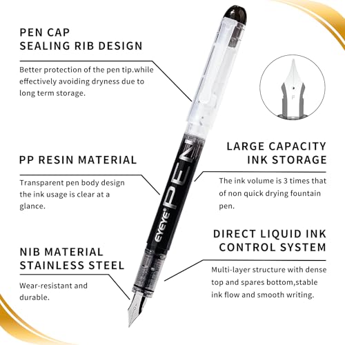 Transparent barrel view of EYEYE fountain pen ink