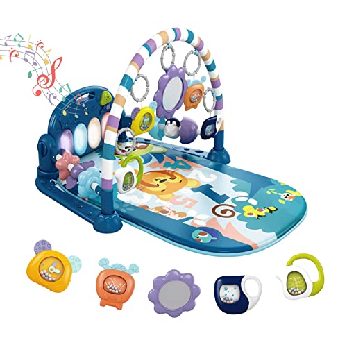 dearlomum Blue Tiger baby play mat with piano