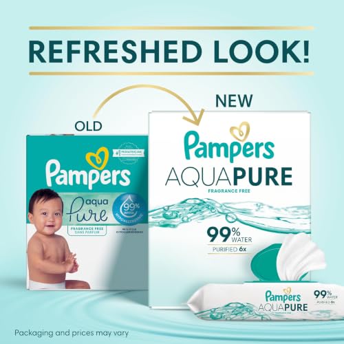 Stack of Pampers Aqua Pure wipe packs