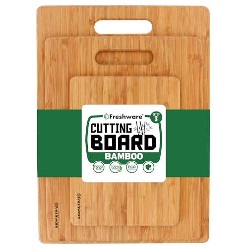 Freshware Bamboo Cutting Board Set of 3 stack