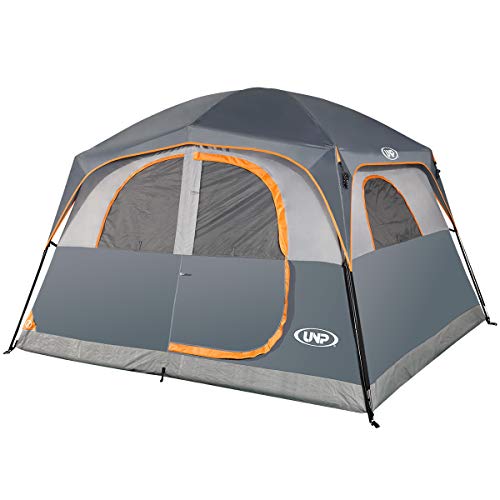 UNP 6 Person Waterproof Family Cabin Tent gray exterior view
