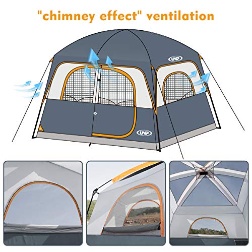 Side view of UNP 6 person camping tent setup