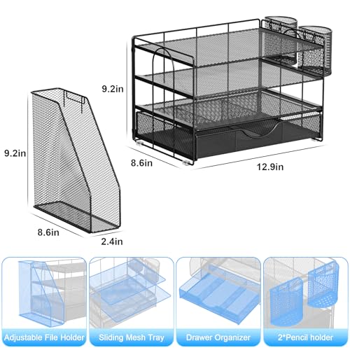 pen holders and file rack compartments