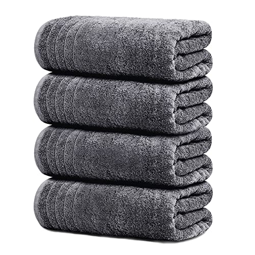 Tens Towels 4 piece dark grey bath towel set folded