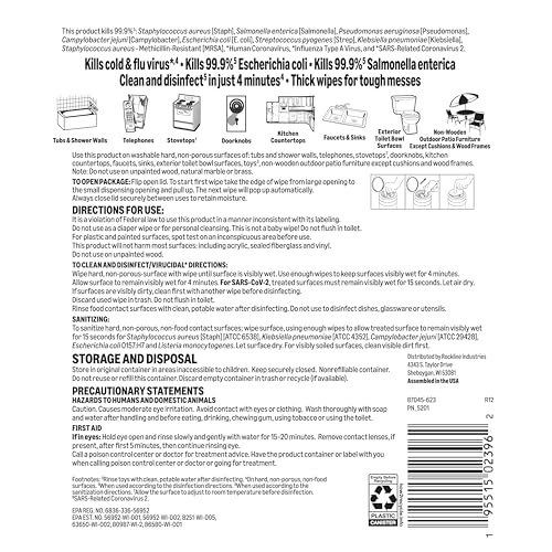 Label details for disinfecting wipes