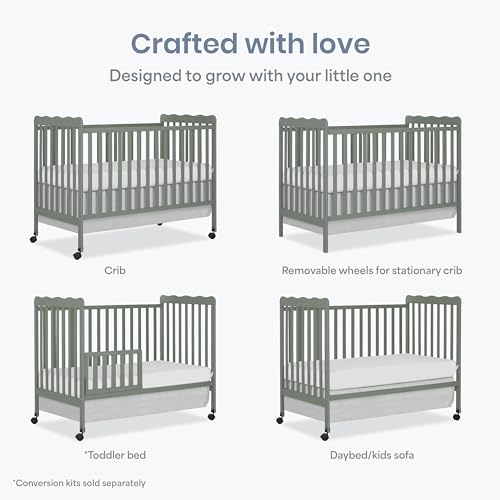 Dream On Me Carson crib showing adjustable mattress height