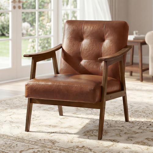 VASAGLE PU Leather Accent Chair front view