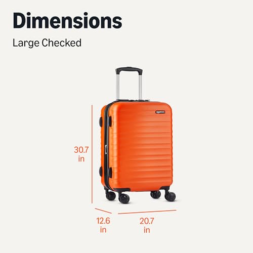 Side profile of Basics large checked hardshell suitcase