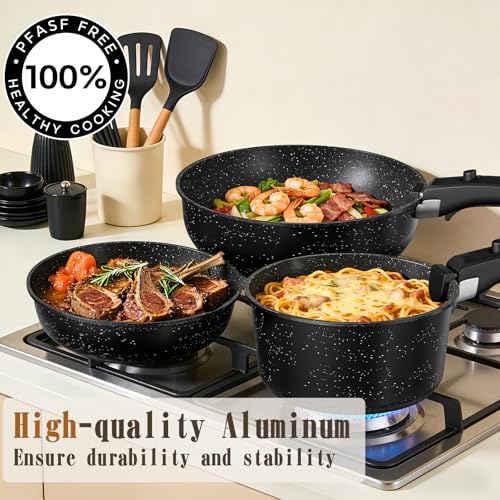Nonstick granite coating detail on Umite Chef pan