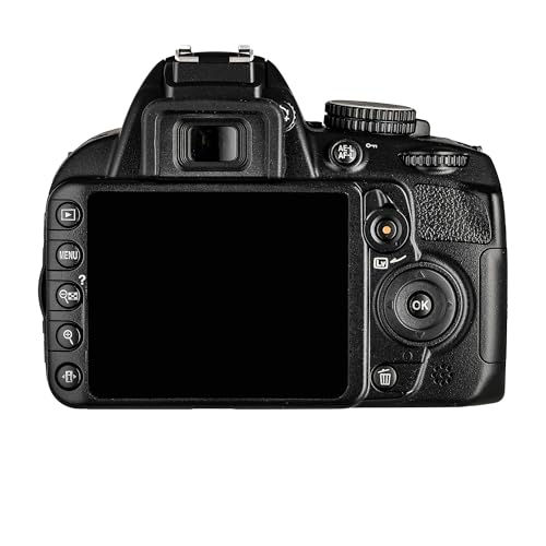 Side view of black Nikon D3100 DSLR body