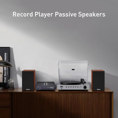 Elimavi MM-D2 speakers on a bookshelf setup
