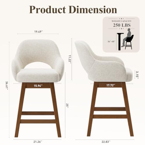 smartue modern fabric upholstered counter height stools