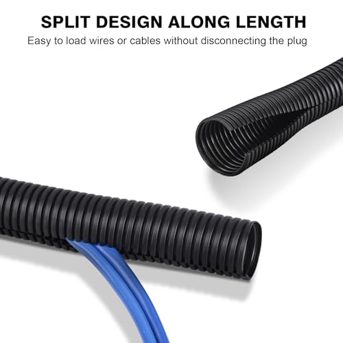 Close up of CrocSee split wire loom with insertion tool