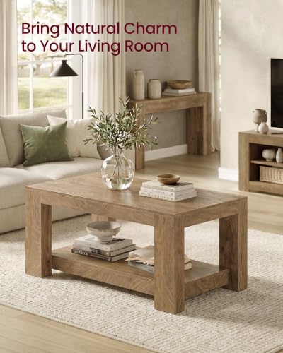 Close-up of the coffee table engineered wood finish
