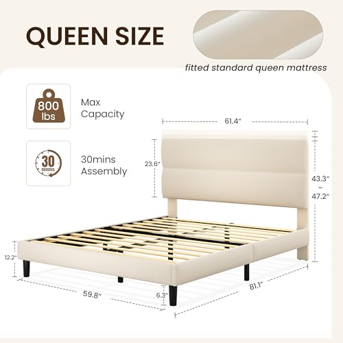 Beige upholstered headboard with modern design