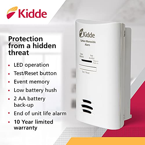 Front view of white Kidde carbon monoxide alarm