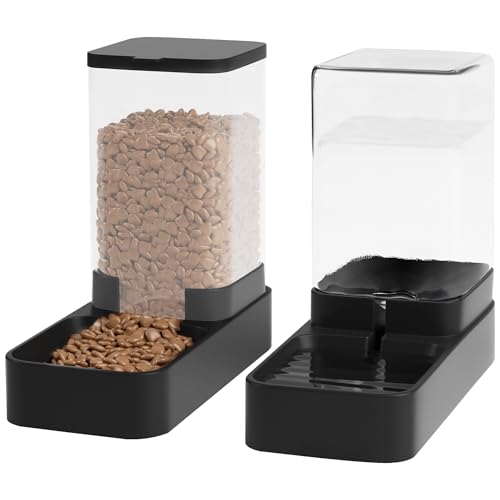 Wefeedy 3.3L black gravity feeder and water dispenser set