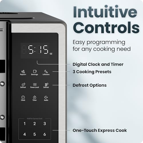 Compact Chefman microwave with 10 power levels