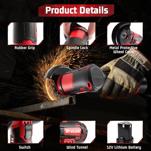 Rivlox angle grinder with battery attached