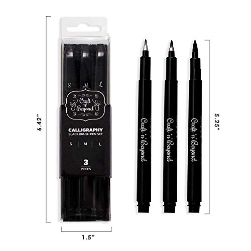 Group shot of the three brush pen sizes