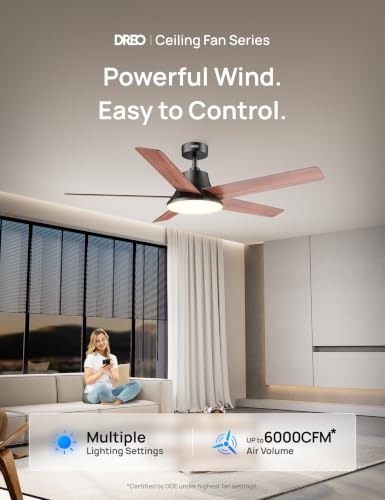 Smart ceiling fan with integrated dimmable LED light