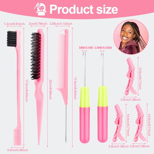 Pink stainless steel crochet hooks for hair