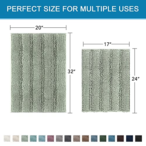 Large 32 inch sage striped chenille rug