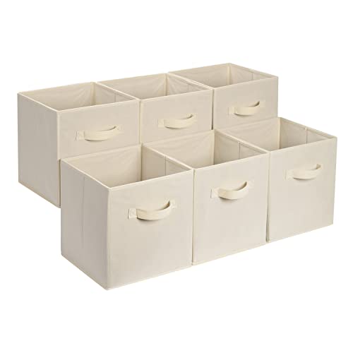 Basics 13-inch beige fabric storage cubes 6-pack