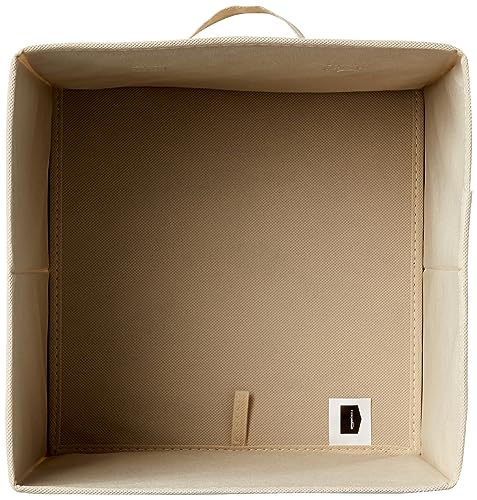 Beige storage cubes stacked for home organization