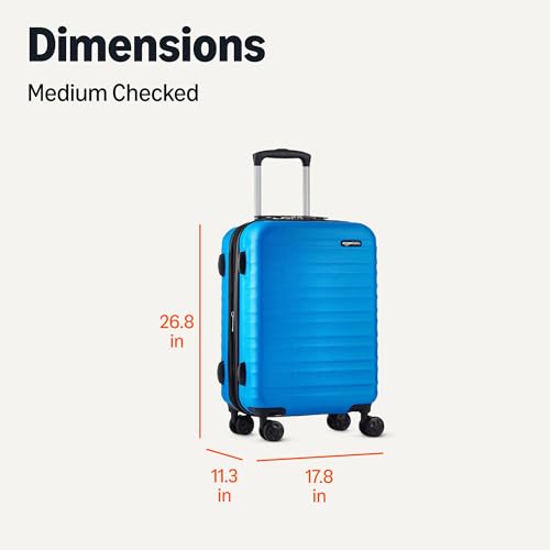 Back view of scratch-resistant hard shell suitcase