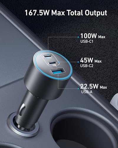 Triple port layout of Anker car charger
