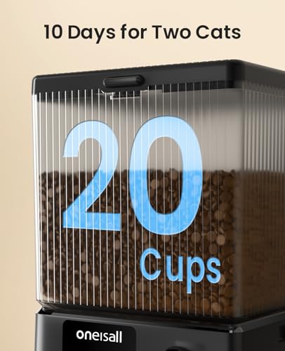 black automatic cat feeder display