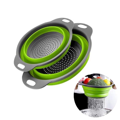 Emptycolor 2 Pack Collapsible Colander Set green