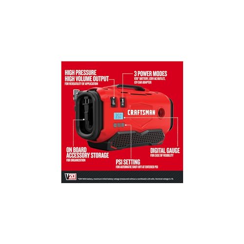 Side profile of the red portable air compressor