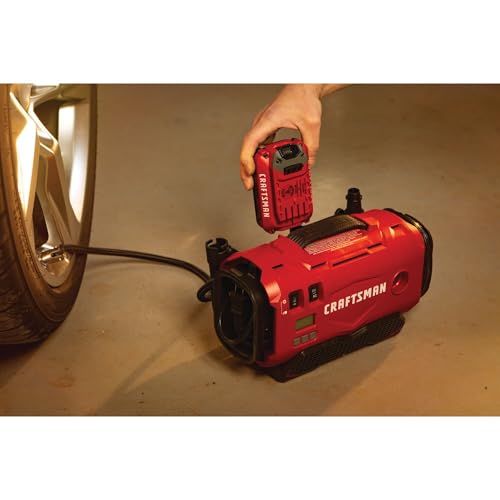 CRAFTSMAN inflator in use with a car tire