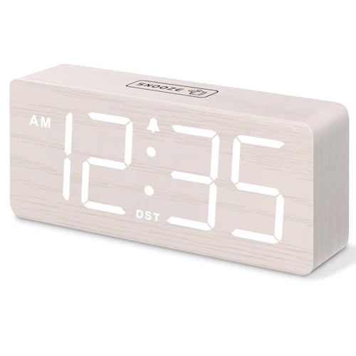DreamSky Wooden Digital Alarm Clock front view