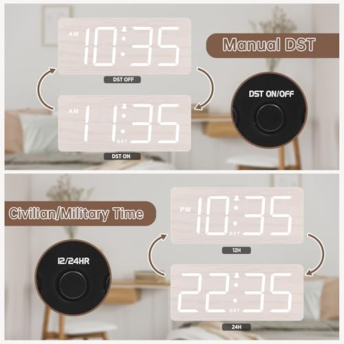 View of DreamSky DS2208 clock on bedside table