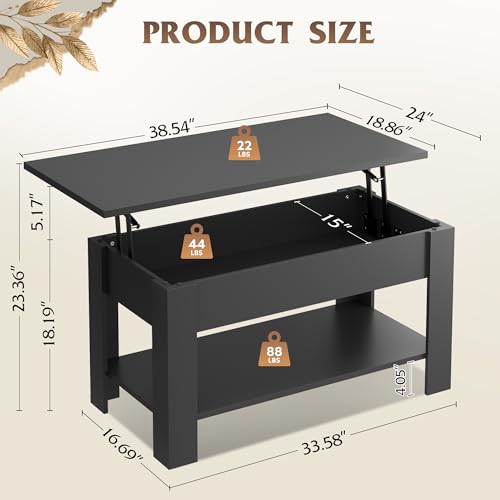 WLIVE coffee table with lid lifted for workspace