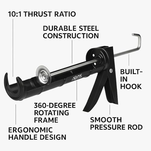 Ergonomic handle design on ADAK caulking gun