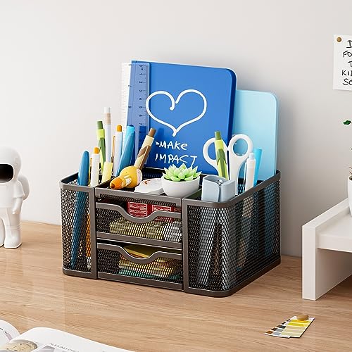 Marbrasse Mesh Desk Organizer side profile with notebook slot